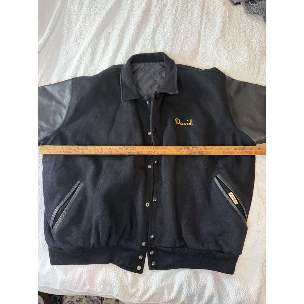Vintage Leather Letterman's Jacket The Yellow Rose Cafe New York City XL BLACK